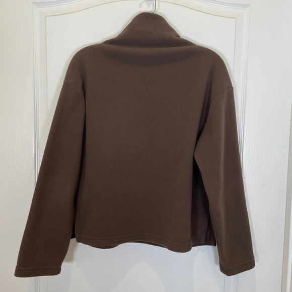 Bryn Walker Fleece Funnel Neck Top Taupe Brown Boxy Lagenlook Long Sleeve S - Picture 4 of 4